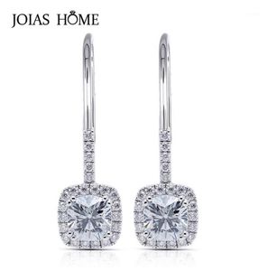 Dangle Chandelier JoiasHome 925 Sterling Silver Earrings Korean Version Of Crystal Clear Fourclaw Square Diamond Ring Set Femal2453995
