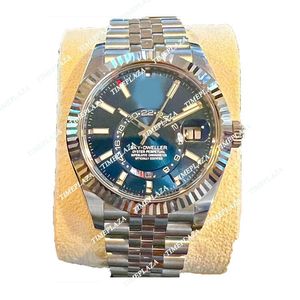 럭셔리 손목 시계 브랜드 새로운 스카이 -dweller 화이트 골드 블루 다이얼 42mm 주빌리 시계 326934 남자 자동 감시 294W