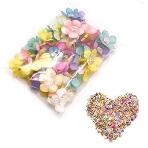 Декоративные цветы фальшивые цветочные головы многоцветные искусственные 50 шкс шелк для ремесел мини -декора