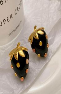 Stud Medieval summer black strawberry earrings for women niche design cute chic fun sweet cool girl sweet fruit stud earrings 22111887631