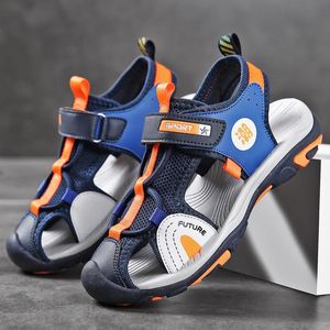 Summer Children Fashion Boys Sandals Solle Sole Anti-Collision Toe Beach Water Shear Sneakers Casual 240401