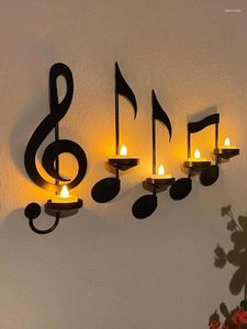 Candle Holders 4pcs Farmhouse Gift Candlestick Elegant Wedding Porch Living Room Metal Wall Mounted Home Decor Music Note Party Holder