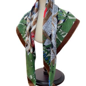 Enchanted Forest Mulberry Silk Square Scarf Designer Silk Scarf Luxury Shawl Small Squares High Quality Turbans square Bandeaus Unlocked Square Green M78968