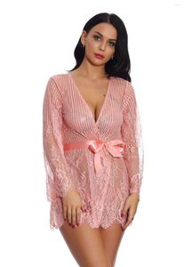 Kadın Tişörtleri Moda Retro Yaz Pijamaları Seksi Derin V Shoelace Nightgown Batrobe Ev Giyim See-Through Üst