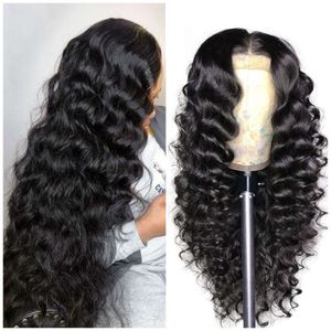 Lace Full Virgin Virgin Brasileiro Human Wigs Deep Wave Deep Curly Transparent Lace Front Human Wigs para mulheres negras