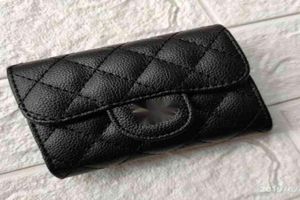 Lyxvarumärke Design Letter Plaid CC Chain Short Wallet Lambskin Women039S Le Boy Pocket Real Leather Zipper Card Pack Coin Pöjt2442900