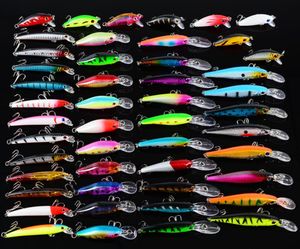 48pcs Bass Fishing Lures Kit Conjunto de Minnow Minnow Minnow Lápis Vibra Vibra para Bass Pike para água salgada e água doce1458607