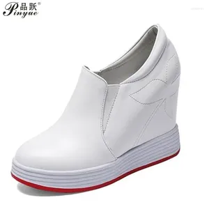 Casual Shoes Summer Leather Women's With Breathable Hollow Out Small White Wedge Heels