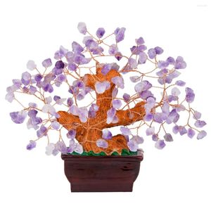 Caschetti di gioielli Ametista Ametista Crystal Money Tree con base in resina Bonsai feng shui decorazioni ornamenti per ricchezza e fortuna