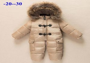 Roupas de bebê de inverno recém -nascido russo roupas de neve 90 de pato para baixo para menina casaco parka infantil garoto neve de neve desgaste o macacão Y4736266