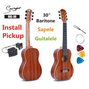 Cabos Guitele Guilele 30 polegadas Mini Electric Guitarlele Barílone Guitars Acoustic Guitars 6 Strings Ukelele Pickup Viagem Guitar Music