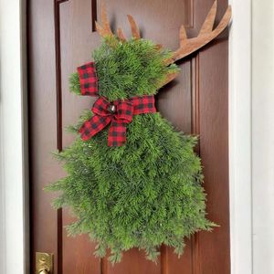 Flores decorativas Elk Christmas Wreath Home Decoration for Windows Office Wall