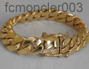 Solid 14K Gold Miami Mens Cupan Curb Bracelet 8 Heavy 98 Grams 12mm253v259i Mxn0