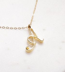 Tiny Swirl Initial Alphabet Letter Halsband Alla 26 engelska guld vid kursiv lyxmonogramnamn Lokaler Word Chain Halsband för 1224385