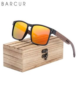 Barcur Men S Sunglasses for Men Brand Designer Natural Walnut Wood Sun Glasses女性偏光アイウェアUV400 2205131977842