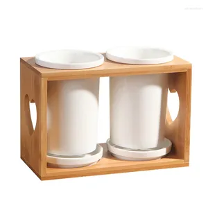 Kök förvaring levererar ren vit dubbel dränering bambu pinnar hushållsbordskött kreativa pinnar vila