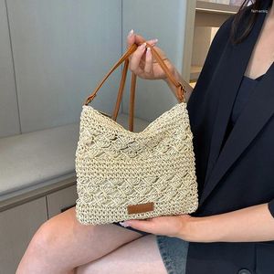 Totes damer mode sommar halm crossbody väska kvinnor strand semester shopping vävd axel handväska messenger purséer