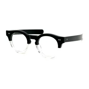 Óculos ópticos de balanço azedo para homens folhas de moda retro de designer retro Acetato de moldura detalhada Elasticidade oval Placa de lente de luz anti-azul