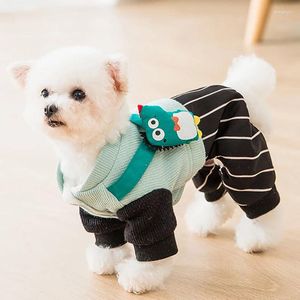 犬アパレルペットセーターパーカーストライプジャンプスーツコートジャケットキャットパピー秋冬のニットリブ濃厚なぬいぐるみテディチワワ