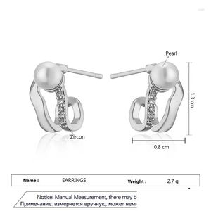 Gestüt Ohrringe Masa 2024 Perle für Frauen modische elegante Zirkon u-förmige sigere Farbohrring Party Schmuckabgabe Dhofu