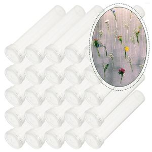 Flores decorativas 25pcs nutrição flor de plástico tubo transparente garrafas de água suprimentos de florista