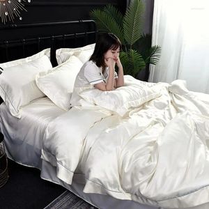 Conjuntos de roupas de cama 35 conjuntos de seda lavados Capas de edreca de plataforma de cama travesseiros de lençóis edredoms coverlet 4pcs
