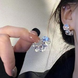 Orecchini per borchie Trend Silver Color Transed Transparent Round Balls for Women Korean Fashion Earring Girl Gioielli all'ingrosso