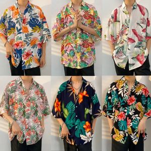 Hawaiian Beach ShirtAnimal Print 34 SleeveCotton Mens and Womens Seaside Tour Casual Vacation Flower Shirt 240415