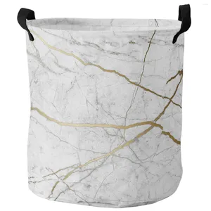 Laundry Bags Natural Texture Marble Pattern Foldable Basket Large Capacity Waterproof Clothes Storage Organizer Kid Toy Bag