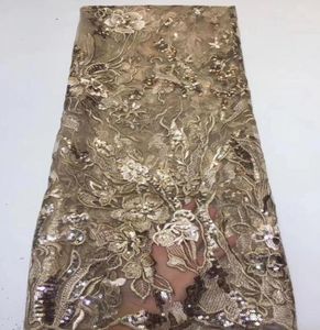 Top Gold Pailletten bestickte leuchtende Spitze Stoff Blingbling 6 Farben DIY Frauen Tüll Spitze Kleid Braut Afrika Hochzeitsfeier Kleid3626321