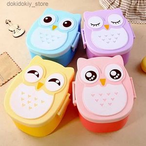 Bento Boxes Cartoon Owl Lunch Box Food Storae Container per bambini Ufficio scolastico per bambini Cute Box Box con cucchiaio Picnic portatile Outdoor L49