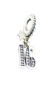 16 Birthms Charms Numero penzolare 925 Sterling Silver Adatto Bracciale in stile originale 797261CZ H811042351153365