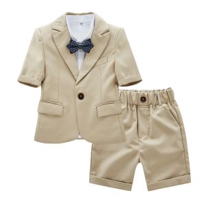 Shorts de verão crianças formais terno de terno curto menino menino de casamento show vestido fantasia fuln kids blazer shorts