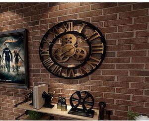 Luxury Wall Clock Industrial Gear Wall Clock Decorative Retro Metal Industrial Age Style Room Decoration Wall Art Decor261B3918467