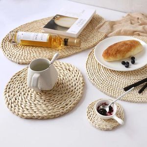 Bord mattor Japan Cup Pad Holder Placemat kaffedryck driftläggare värmesätt flätade kuddar majs kli dekoration tillbehör