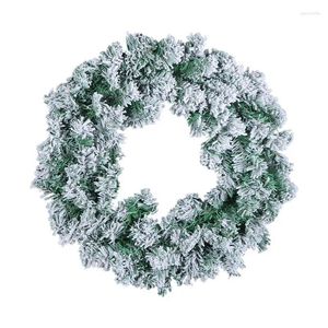 装飾的な花クリスマスリース人工白い雪の玄関の装飾雪が群れた家の装飾のアクセサリー