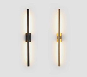 حديث أنبوب خطي بسيط مصباح الجدار لأسفل لأسفل خلفية مقابل جدار الضوء LED Bedside Poyer Corridor Black Gold LED SCONCE 217960924