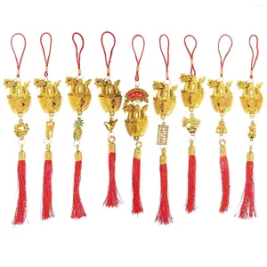 Dekorative Blumen 9 PCs Drache Ornament Wand Anhänger Bonsai Dekorationen Chinesisch Jahr Dekore Plastik Springfest Hängenden Stil