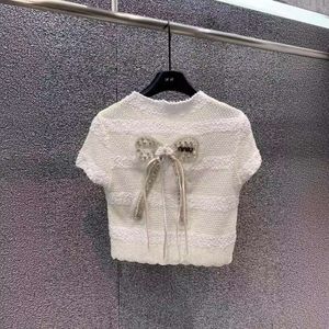 Designer MM Family 24Ss New Chinese Style Bow Short Sleeved Knitted Shirt