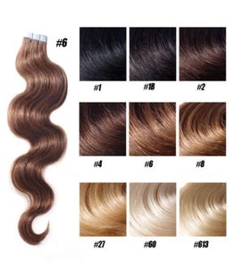 Grade 8A indian virgin human hair body wave 16quot26quot PU tape in hair Extensions Skin weft hair 100g pack 40pcs dhl 7180010