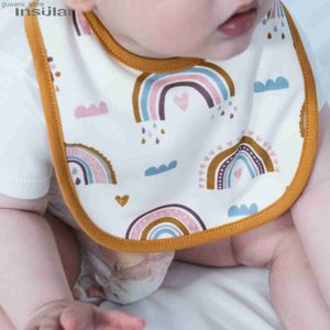 Bibs buccia panni ad arpitela per bambini bavaglini regolabili asciugamano saliva bordo arricciata bump cotone butta arcobaleno arcobaleno a un grado ragazze che alimentano la sciarpa y240415y240417k49a