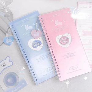 PC Söt urklippsbok journal för student mode rosa blå färg anteckningsbok tjej kreativ kawaii anteckningsmedel skolmaterial