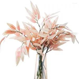 Dekorativa blommor 41 cm Hemdekoration Bambu Leaf Branch Artificial Wedding Hand Bouquet Fake Rose Wall Accessories