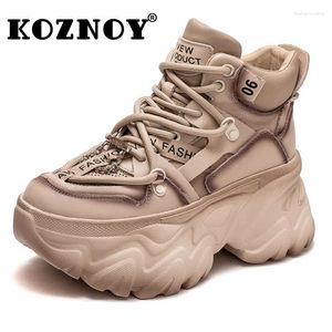 Scarpe casual koznoy da 8 cm mucca vera sneaker pechidy in pelle femminile autunno densa donna primaverili a sposa piattaforma a cuneo vulcanize