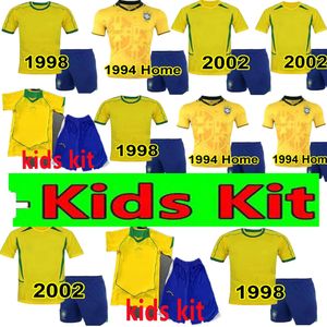 1998 Brasil Kids Futbol Formaları 2002 Retro Gömlek Carlos Romario Ronaldo Ronaldinho 2004 Camisa de Futebol 1994 Brezilya 2006 Rivaldo Adriano 1988 2000 1957 All Black