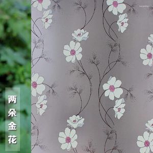 Window Stickers 90x200 Cm Golden Flower Frosted Film PVC Self-adhesive Privacy Glass Stained Explosion-proof