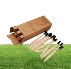 10pcs Bambus Zahnbürsten umweltfreundliche Produkt veganer Zahnbürste Regenbogen Schwarzes Holz Weiche Faser Erwachsene Fahrt Set2744186