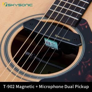 Cabos Skysonic T902 Pickup de guitarra acústico Magnetic + Microfone duplo com volume e controles de tom não precisa dar um soco rápido