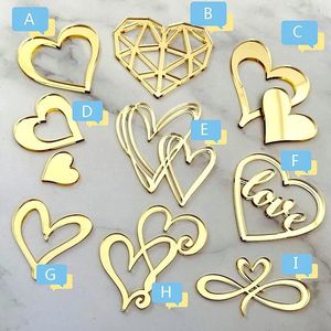 パーティー用品10pc/セットインスタイルラブハートアクリルケーキトッパーバースデーデコレーションマーキングウェディング