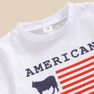 Zestawy odzieży Western 4 lipca Baby Boy Strój American Cowboy Shirts Highland Cow Jogger Shorts Retro Independence Day Ubrania